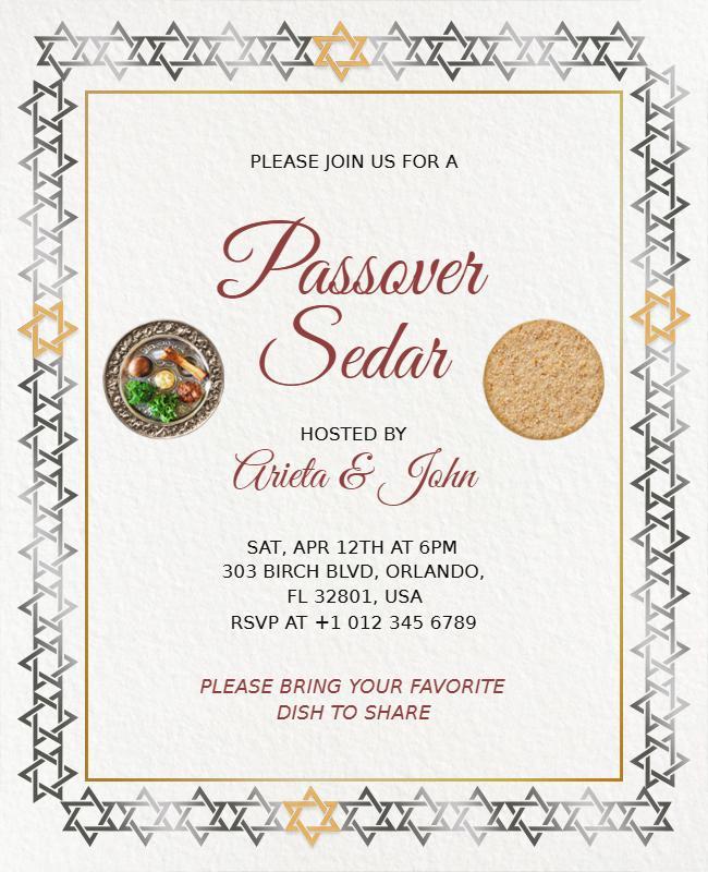 Passover Seder Invitation Flyer Template