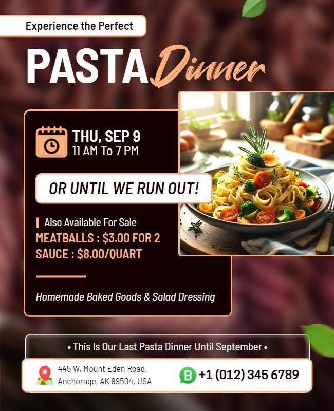 Pasta Dinner Event Promotional Flyer Template