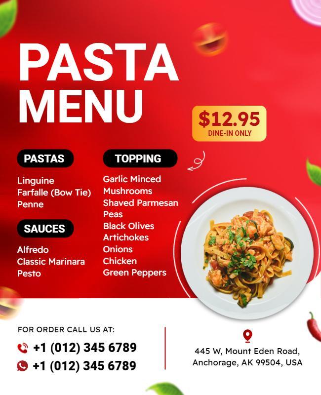 Pasta Menu Promotion Flyer Template