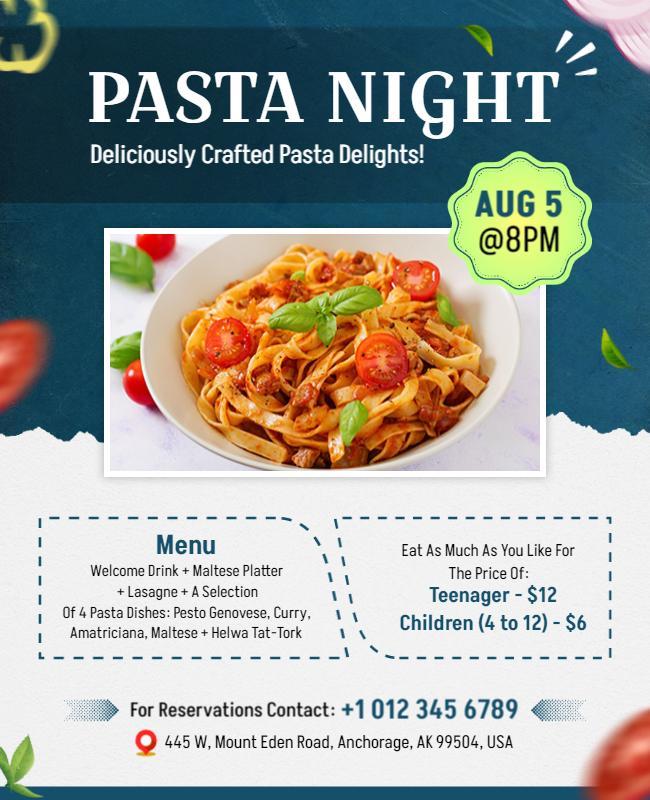 Pasta Night Dining Event Flyer Template