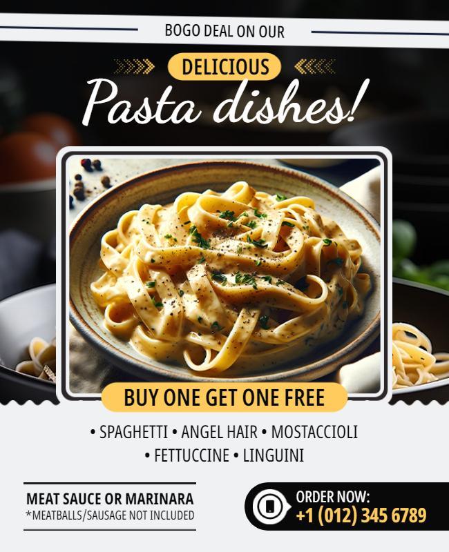 Pasta Promotion Buy One Get One Free Flyer Template