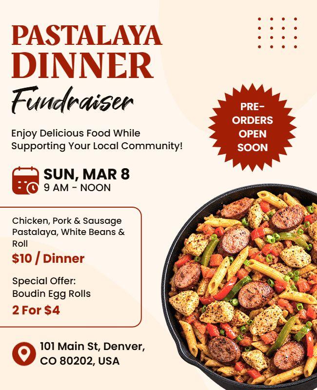 Pastalaya Dinner Fundraiser Flyer Template
