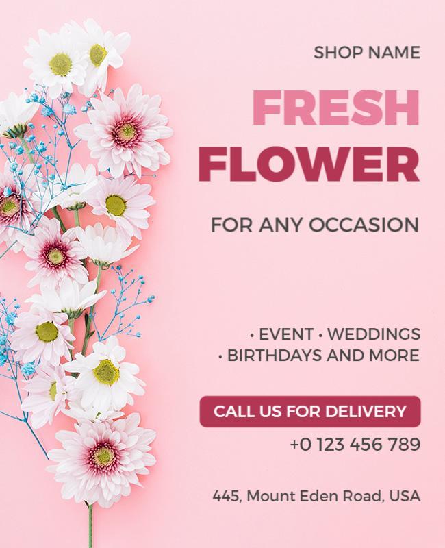 Pastel Fresh Flower Pink Flyer Template