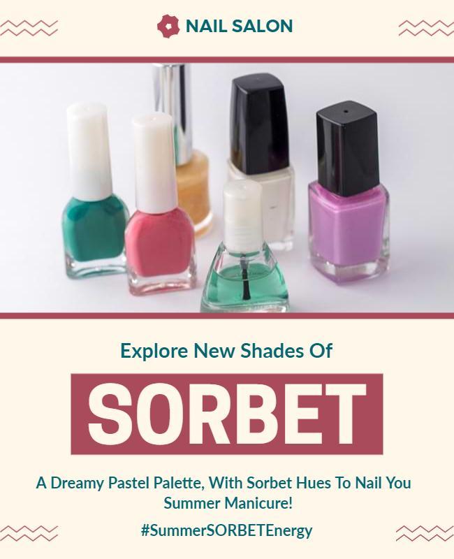 Pastel Sorbet Shades Nail Salon Manicure Poster Template