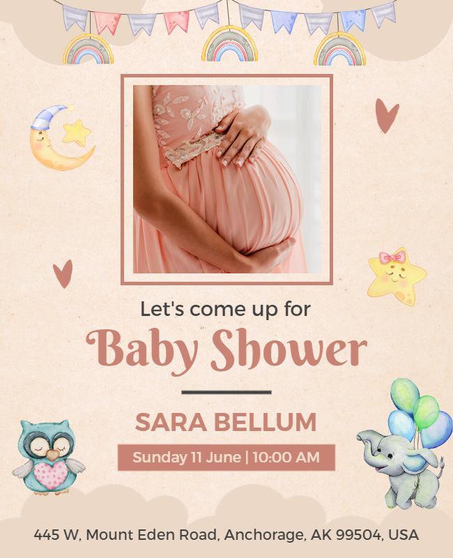 Pastel Themed Baby Shower Invitation Flyer Template