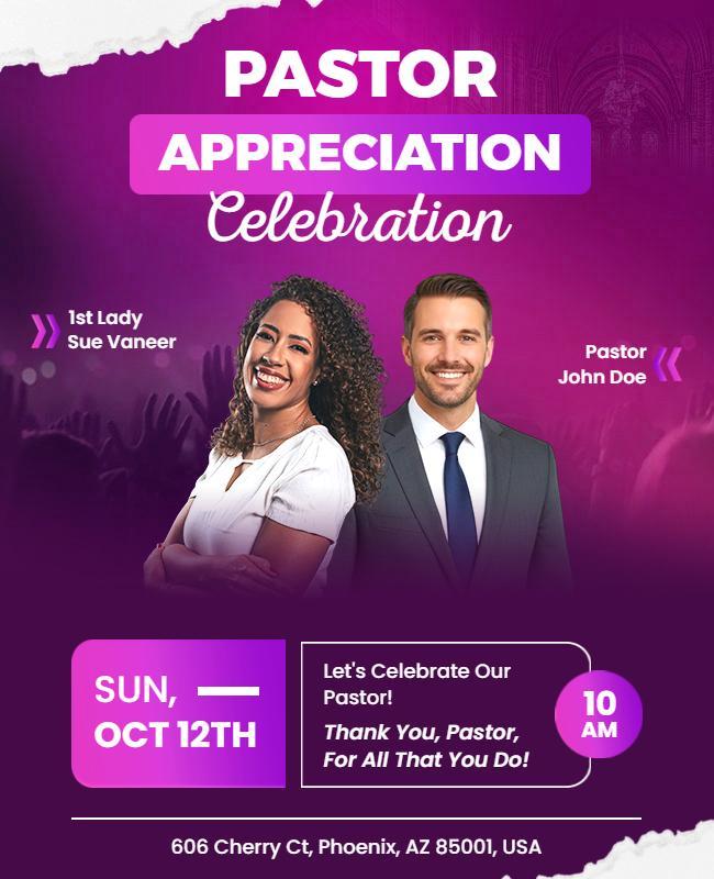 Pastor Appreciation Celebration Event Poster Template