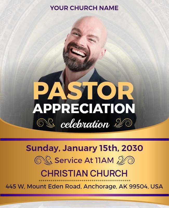 Pastor Appreciation Church Celebration Flyer Template