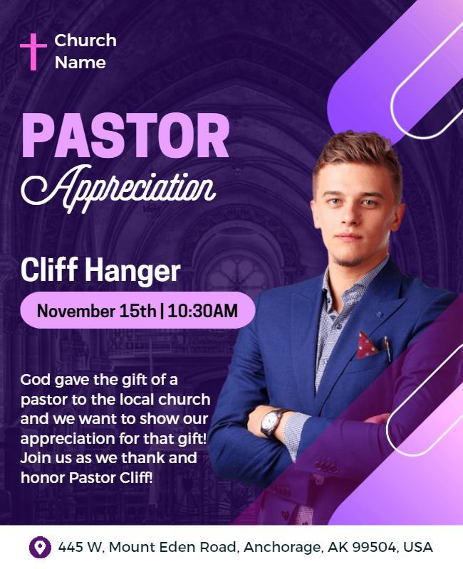 Sophisticated Pink Pastor Appreciation Recognition Event Flyer Template