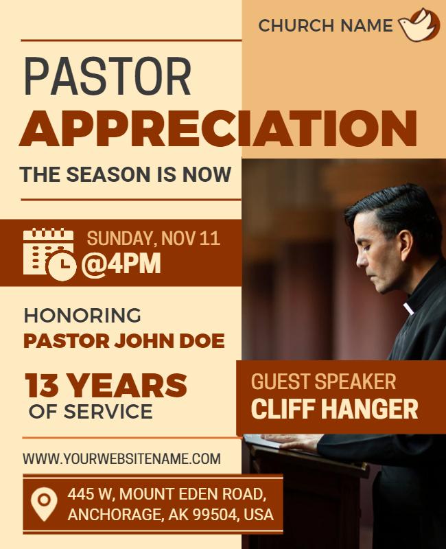 Warm Community Pastor Appreciation Celebration Flyer Template