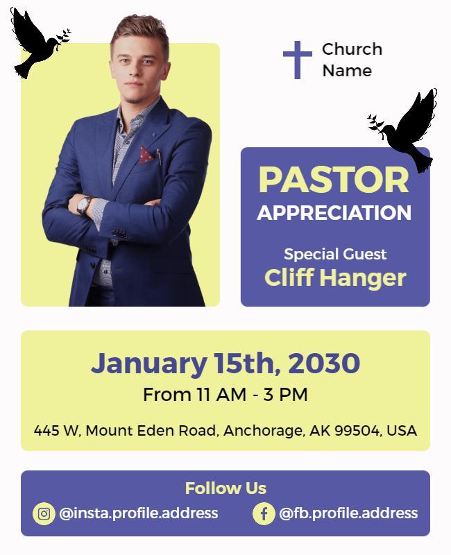 Pastor Appreciation Event with Guest Speaker Flyer Template