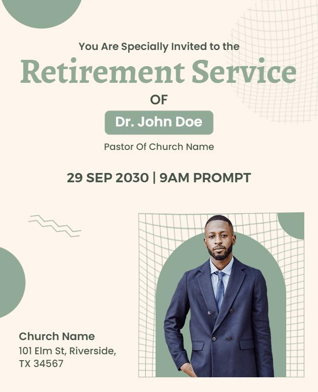 Pastor Retirement Service Invitation Flyer Template