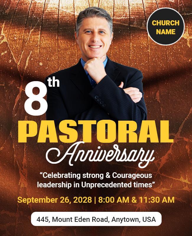 Elegant Gold 8th Pastoral Anniversary Celebration Flyer Template