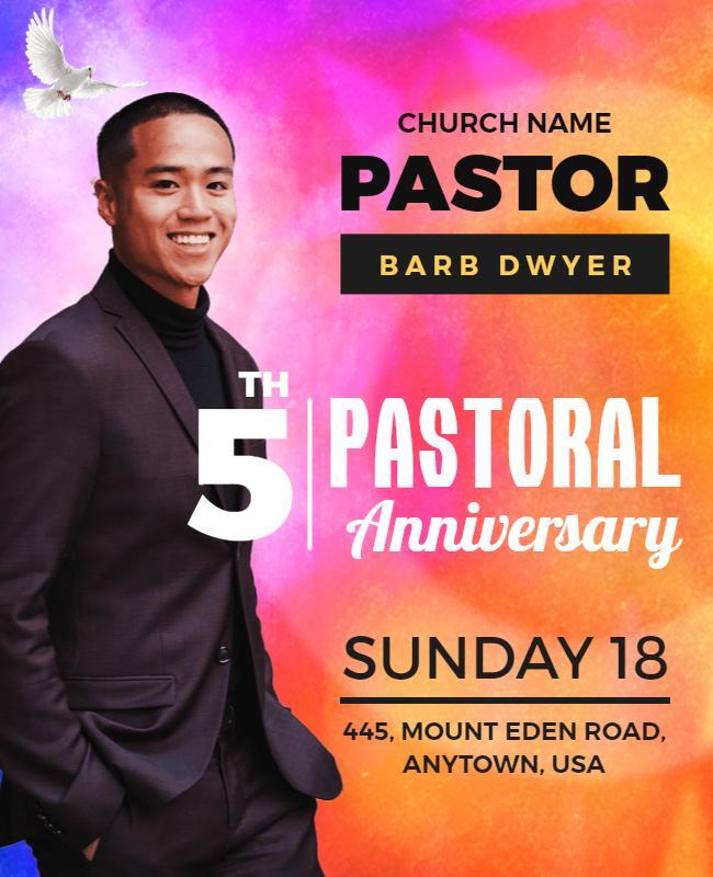 Vibrant Celebration of 5th Pastoral Anniversary Flyer Template