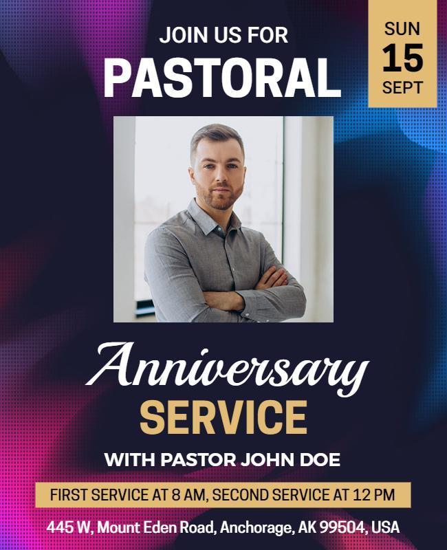 Pastoral Anniversary Service Event Flyer Template