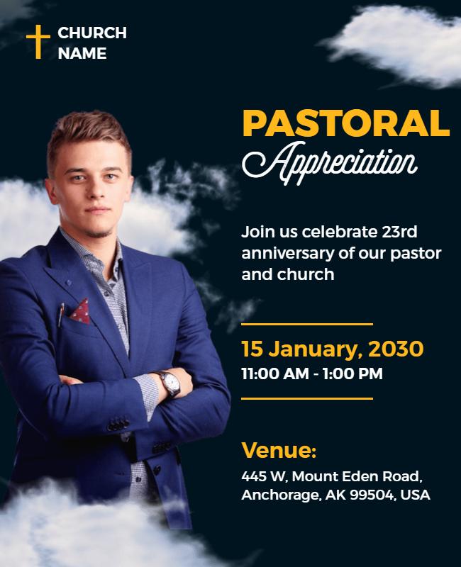 Elegant Blue Pastoral Appreciation Anniversary Flyer Template