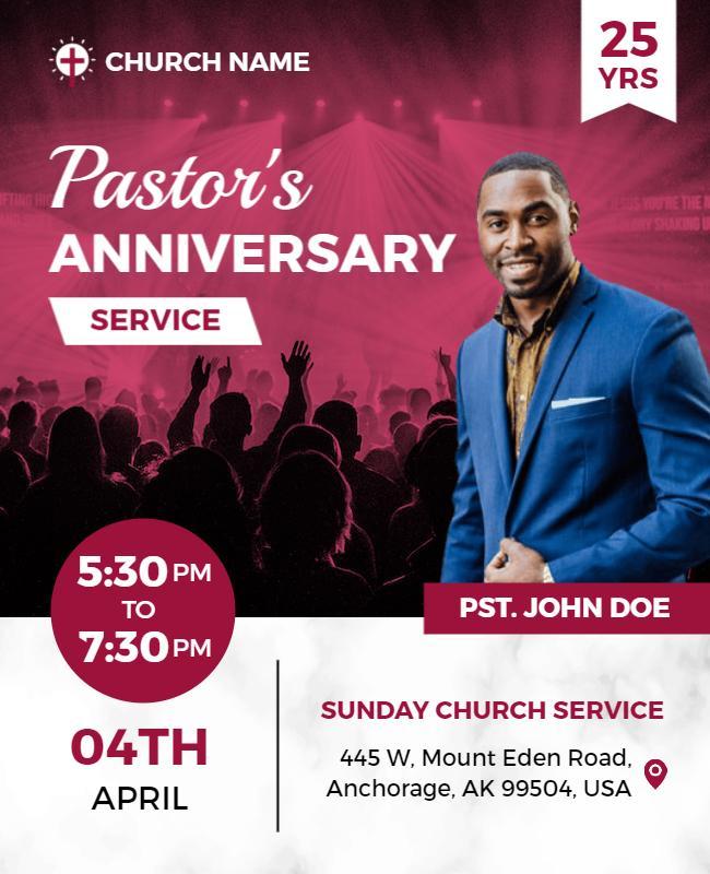 Pastors Anniversary Service Celebration Flyer Template