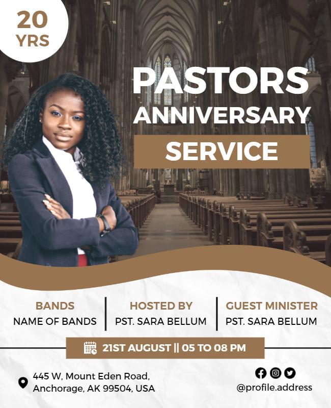 Pastors Anniversary Service Event Flyer Template