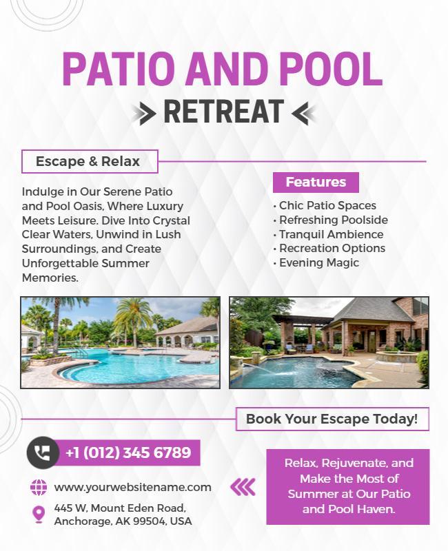 Patio and Pool Retreat Promotional Flyer Template