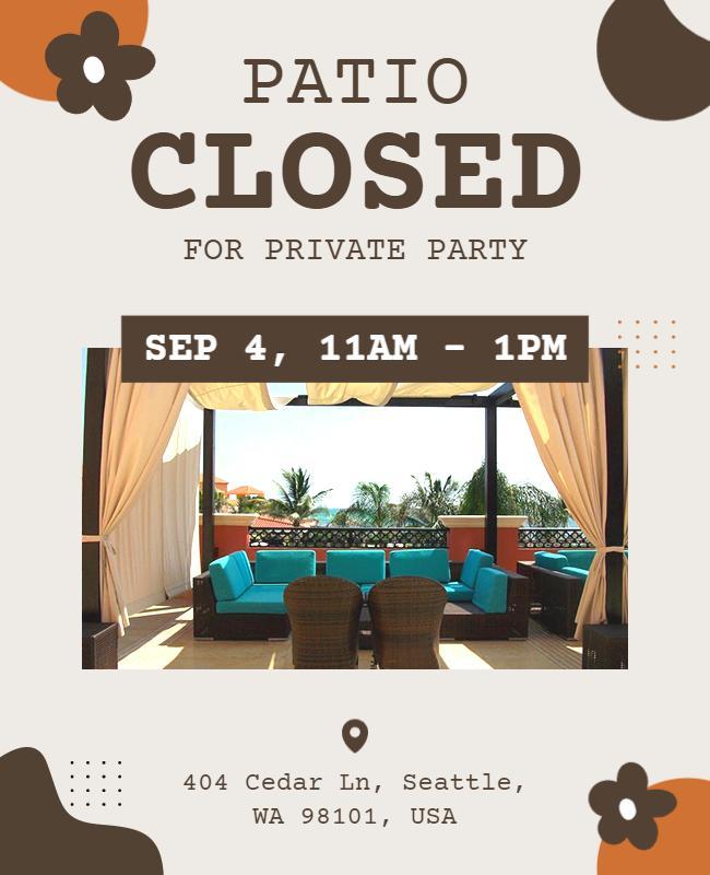 Patio Closed for Private Party Notice Flyer Template