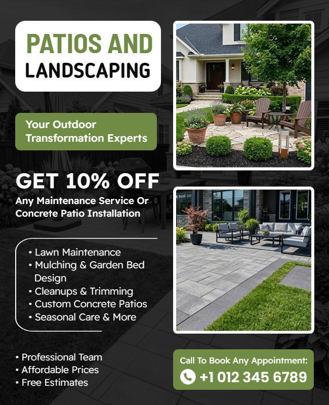Patios and Landscaping Services Promotion Poster Template