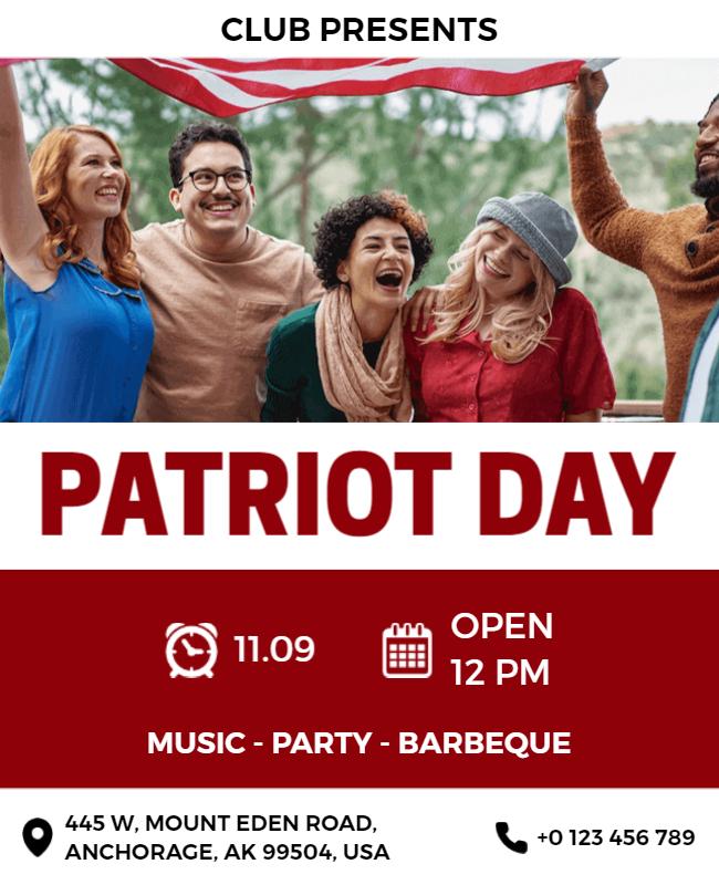 Patriot Day Celebration with Music and Barbecue Flyer Template