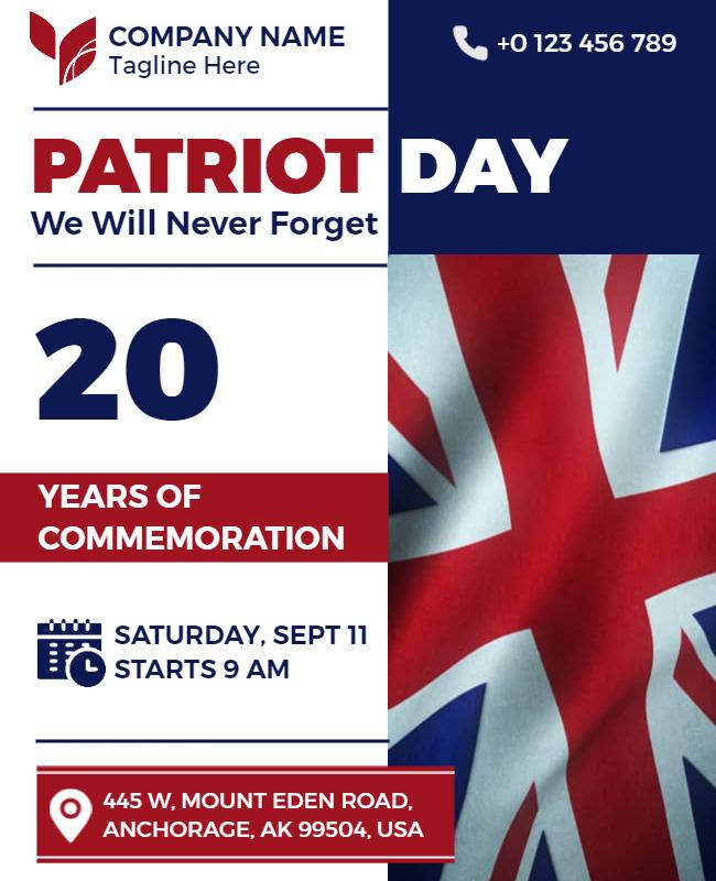 Patriotic Red and Blue Commemoration Event Flyer Template