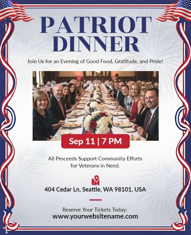 Patriot Dinner Event with Community Support Flyer Template