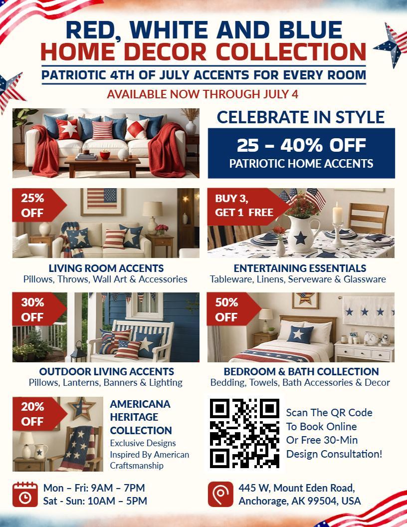 Patriotic 4th of July Home Decor Collection Flyer Template