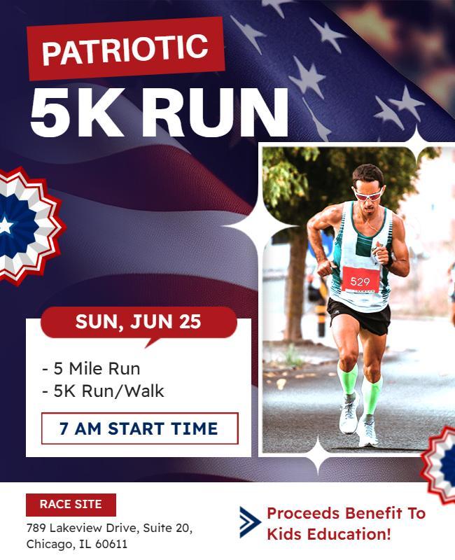 Patriotic 5k Run Event Flyer Template