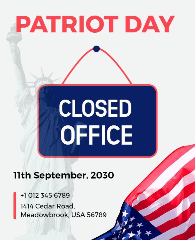 Patriotic American Flag Design for Office Closure Poster Template