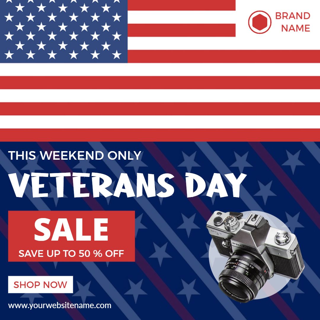 Patriotic American Flag Themed Veterans Day Sale Ad Template