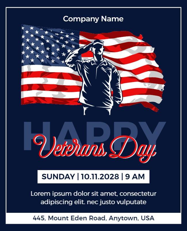 Patriotic American Flag Veterans Day Celebration Poster Template
