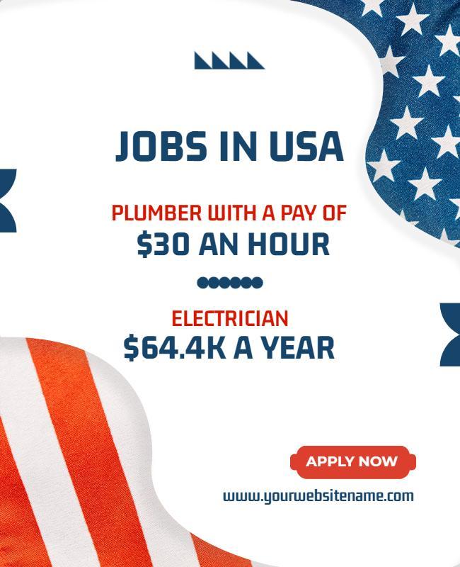 Patriotic American Jobs Recruitment poster Template