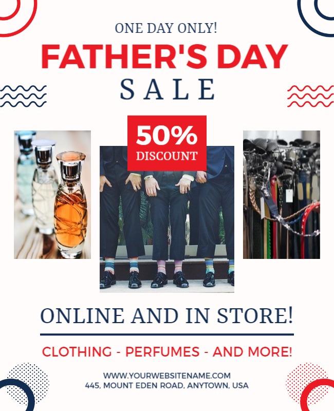 Patriotic Blue and Red Father's Day Sale Poster Template