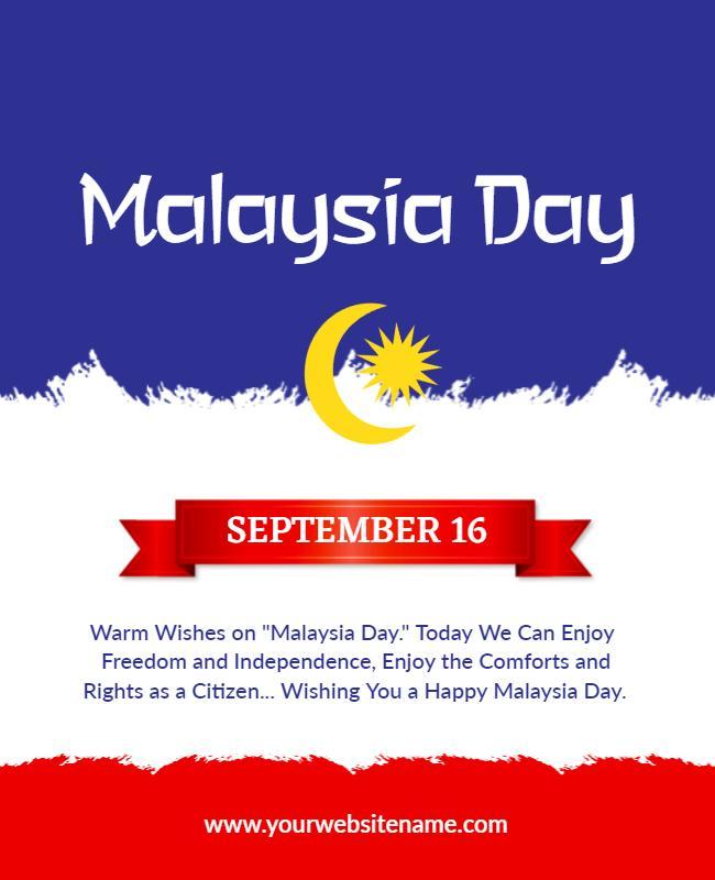 Patriotic Blue and Red Malaysia Day Celebration Poster Template