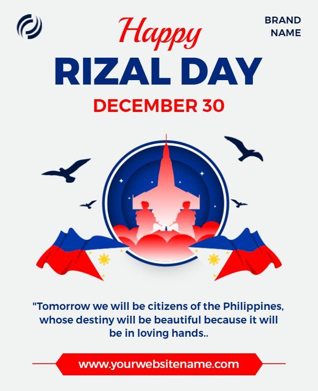 Patriotic Blue and Red Rizal Day Celebration Poster Template