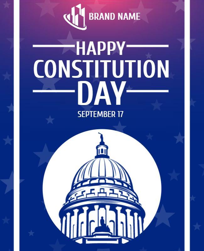 Patriotic Blue and White US Constitution Day Celebration Flyer Template