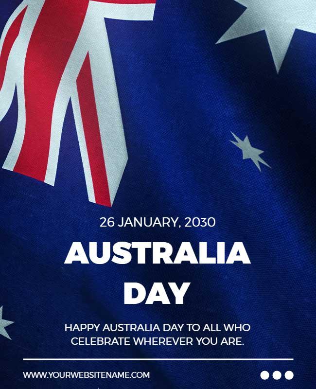Patriotic Blue Australian Flag Australia Day Celebration Poster Template