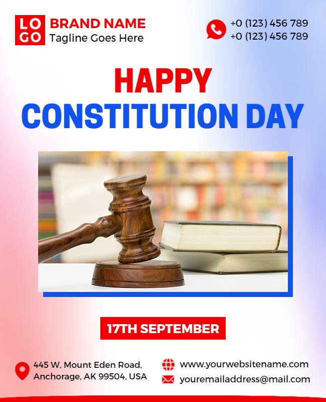 Patriotic Blue Constitution Day Celebration Poster Template