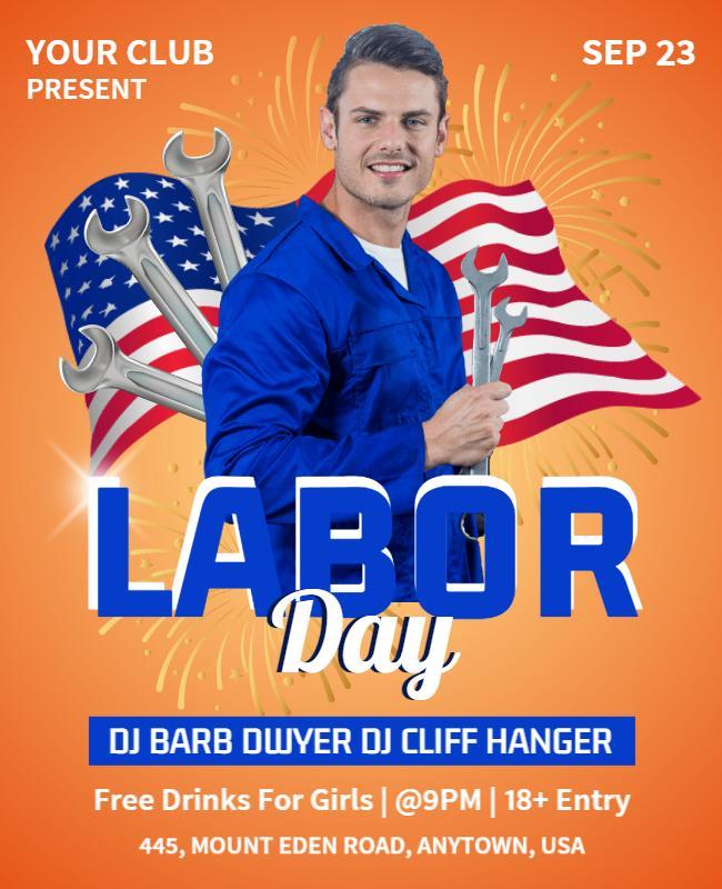 Patriotic Blue Labor Day Celebration Event Poster Template