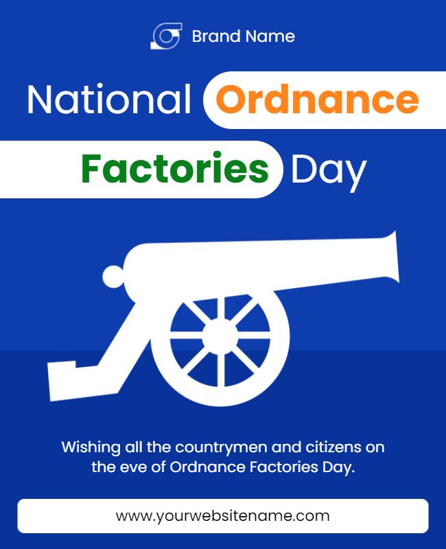 Patriotic Blue National Ordnance Factories Day Celebration Poster Template