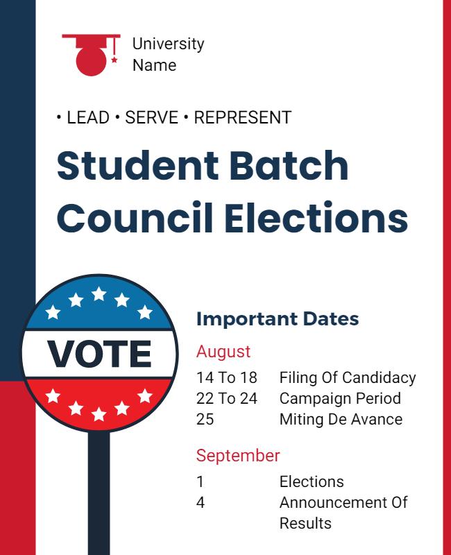 Patriotic Blue Red Student Council Election Information Poster Template