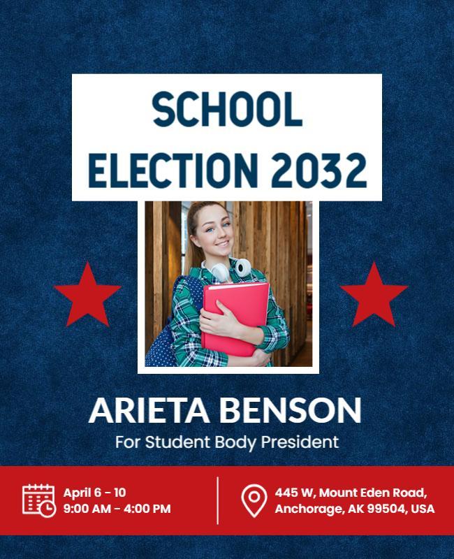 Patriotic Blue School Election Campaign Poster Template