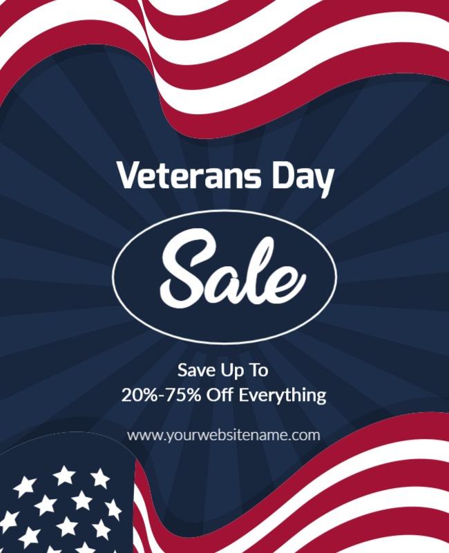 Patriotic Blue Veterans Day Sale Promotional Poster Template
