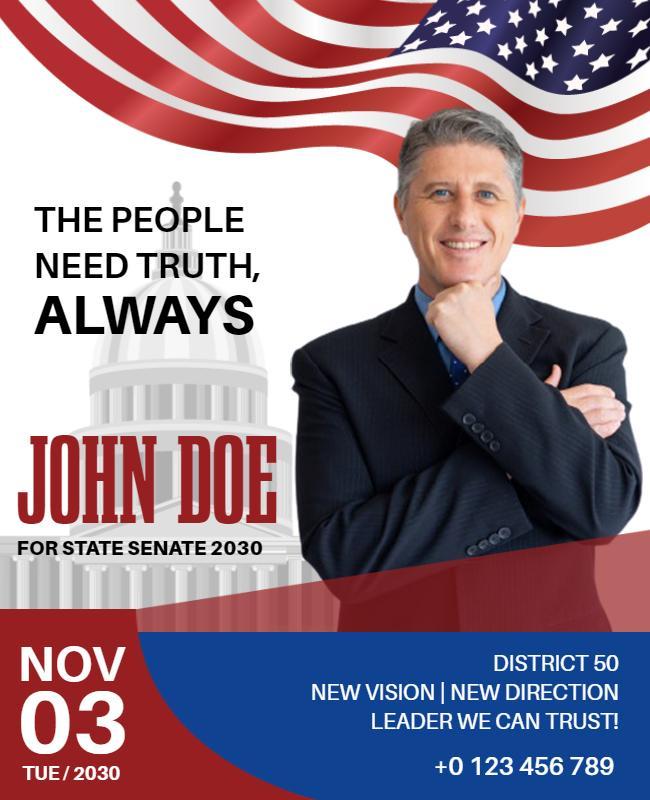 Patriotic Campaign for State Senate Election Poster Template