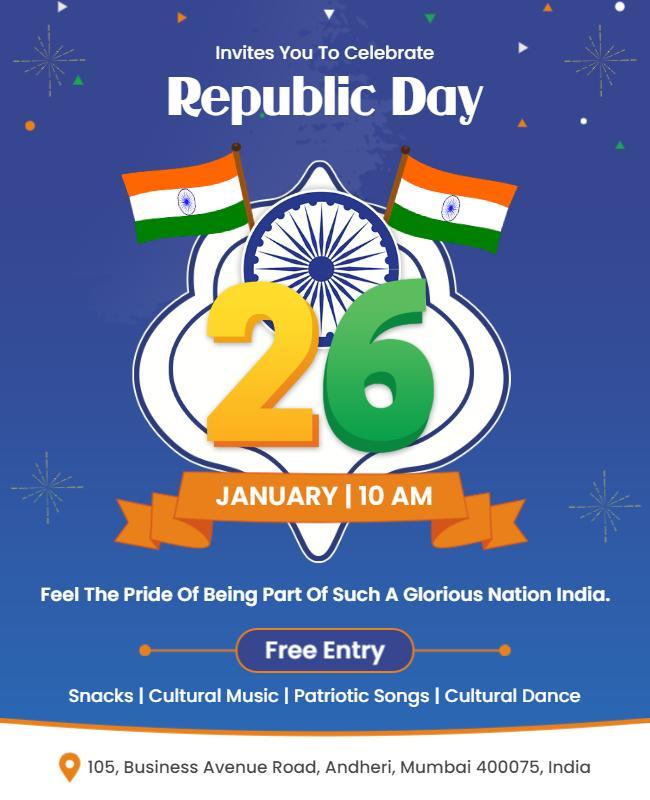 Patriotic Celebration for Republic Day India Poster Template