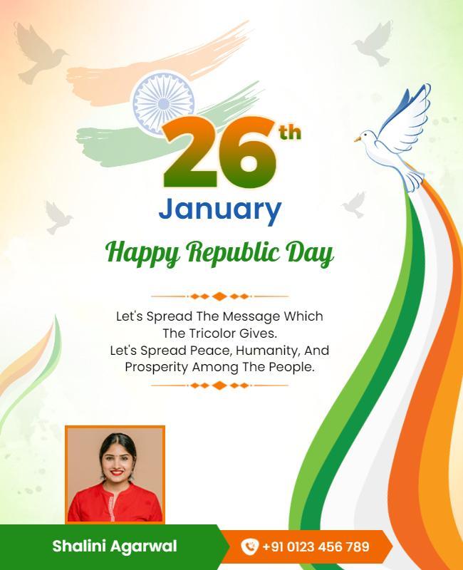 Patriotic Colorful Indian Republic Day Celebration Poster Template