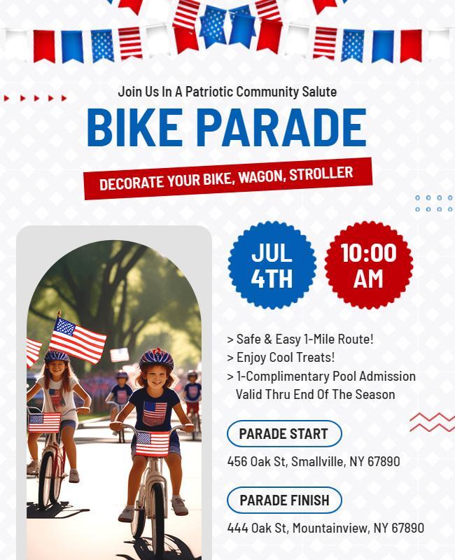 Patriotic Community Bike Parade Flyer Template