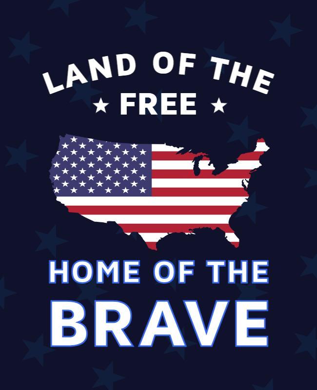 Patriotic Dark Blue American Flag Independence Day Poster Template