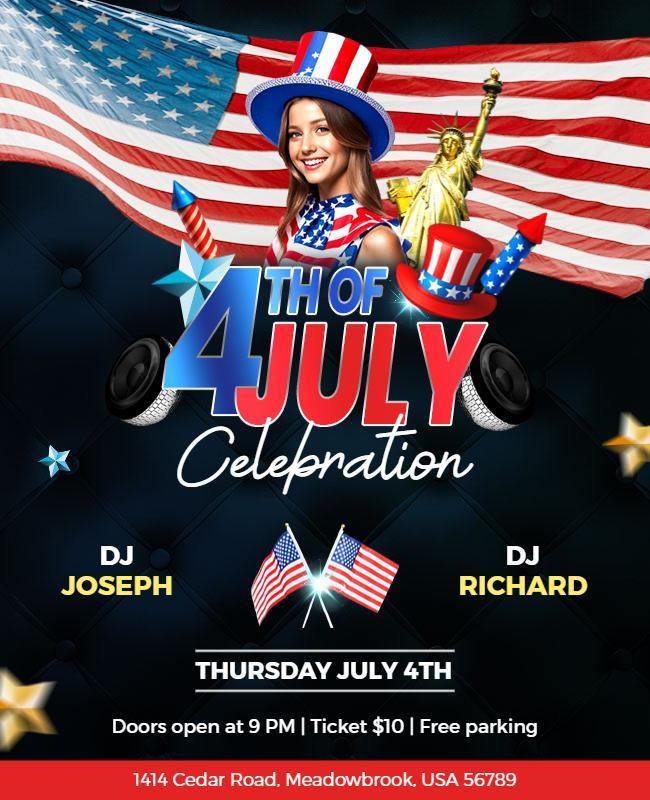 Patriotic Festive 4th of July Celebration Poster Template